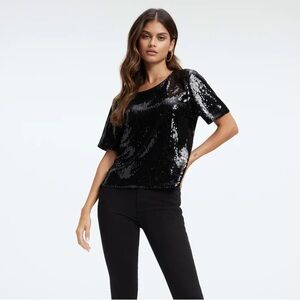 Good American Sequin Tee Black Size XL / 4